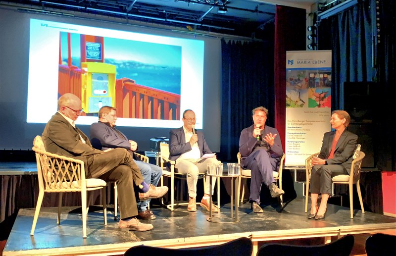 Das Podium mit Jan di Pauli, Philipp Kloimstein, Andreas Prenn, Sepp Gröfler und Martina Rüscher